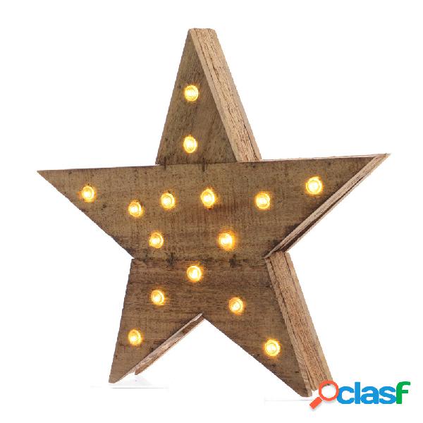 Estrella de Madera con Luz 15 Leds 6x30x29cm