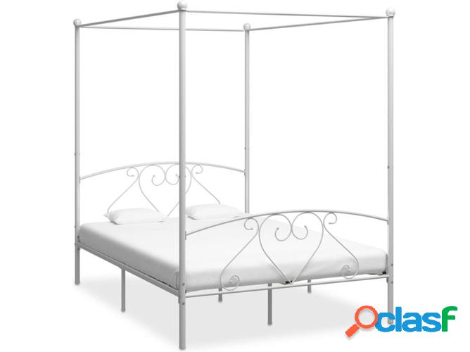 Estructura de Cama VIDAXL baldaquino metal blanco