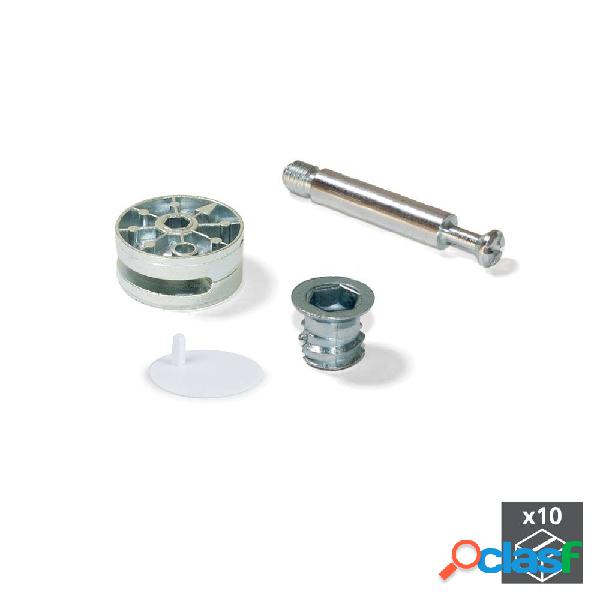 Excéntrica + perno y tuerca M8 D. 35 mm tablero 20 mm Zamak