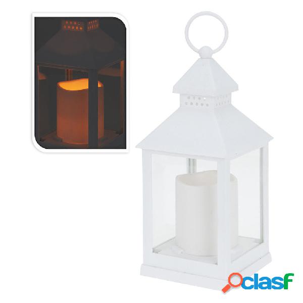 Farol con Vela de Led 105x105x230mm Blanco