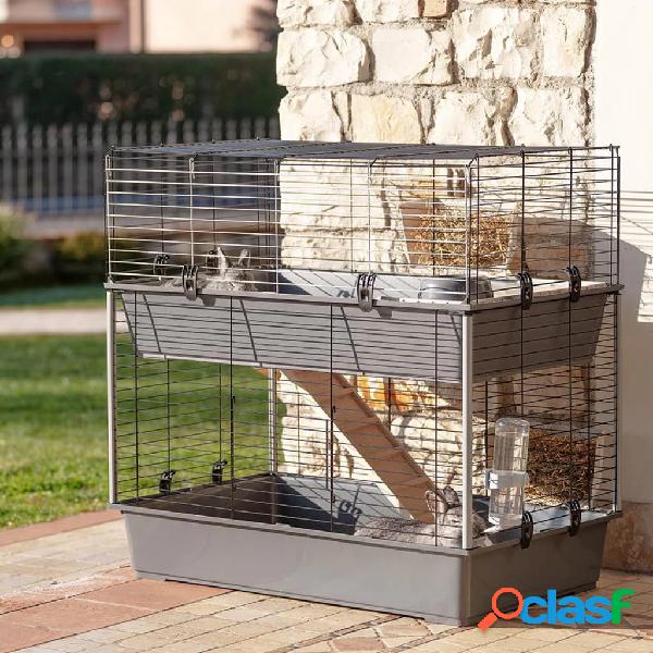 Ferplast Jaula de conejos Rabbit 100 Double gris 95x57x93,5