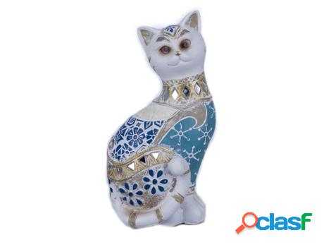 Figura Gato Azul de Resina 19X8X10cm Figura de Gato