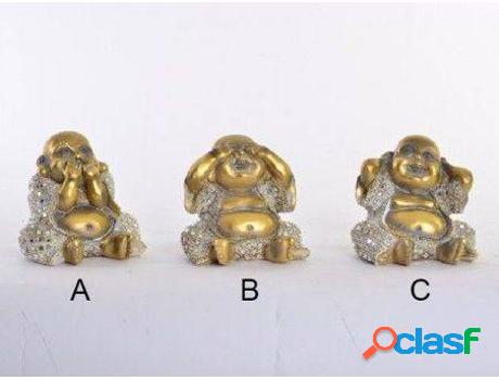 Figura HOGAR Y MÁS Buda De La Suerte Dorado En Resina