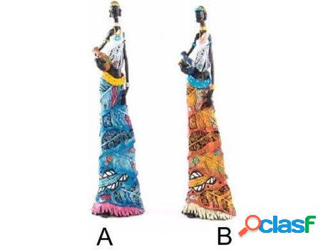 Figura HOGAR Y MÁS Mujer Africana Resina Y Tela (12 x 8 x
