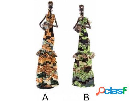 Figura HOGAR Y MÁS Mujer Africana Resina Y Tela(13 x 9,50 x