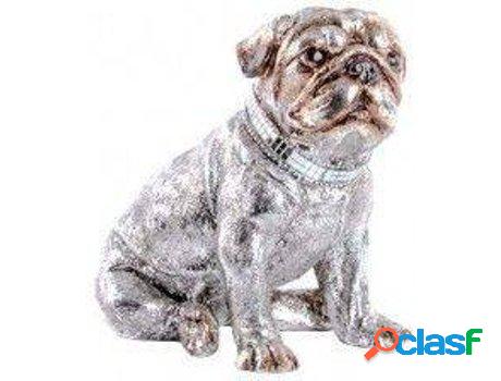 Figura HOGAR Y MÁS Perro En Resina Plateado (23 x 13 x 20