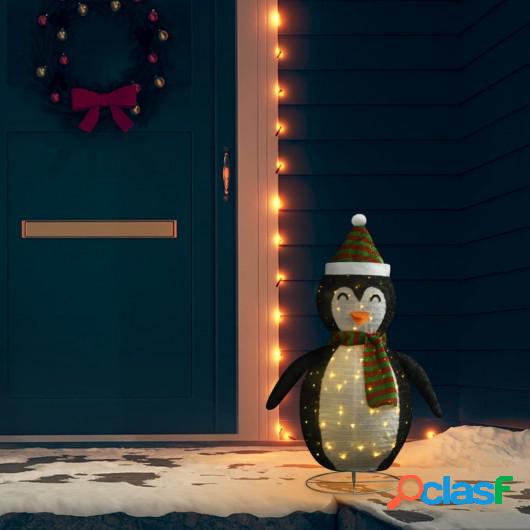 Figura decorativa de pingüino navideña LED tela lujosa 90