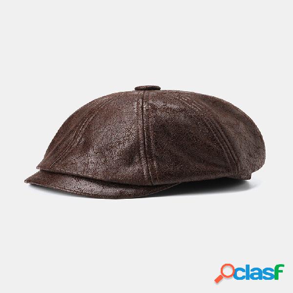 Gorra de vendedor de periódicos de cuero agrietado Gorra