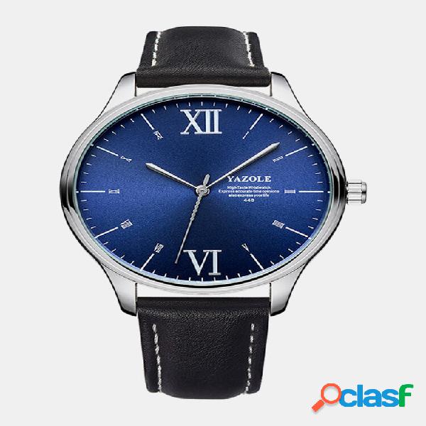 Hombre Dial simple Fashion Black Correa de cuero Classic