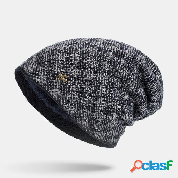 Hombre Invierno Plus Terciopelo a cuadros en contraste