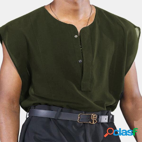 Hombre Liso Sin mangas Camisa