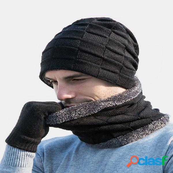 Hombres 2/3PCS Plus Velvet Keep Warm Winter Cuello Bufanda