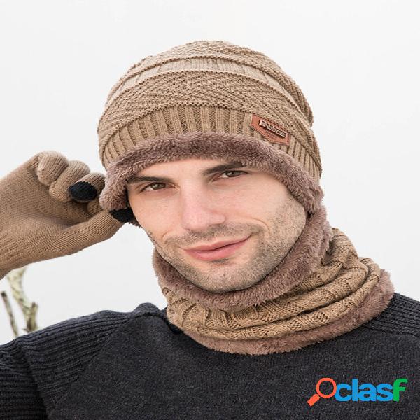 Hombres 3PCS Color sólido Mantener caliente Conjuntos Moda