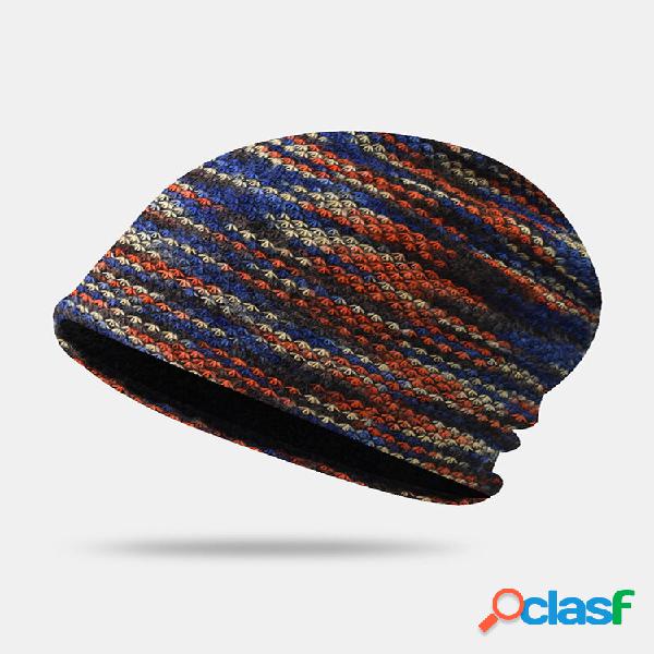 Hombres Algodón Color mezclado de punto Plus Velvet Thicken