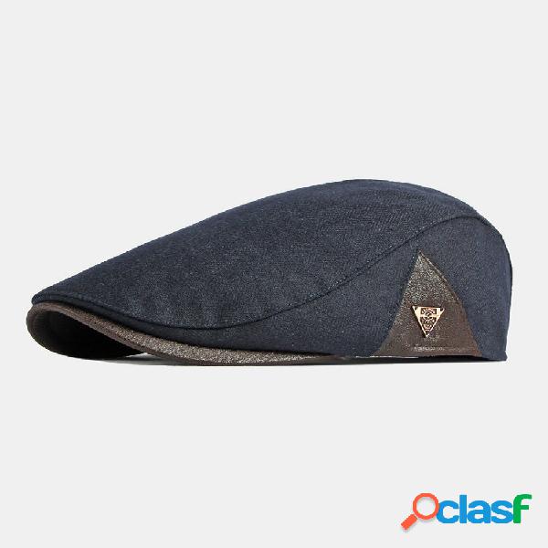 Hombres Algodón Color sólido Patchwork PU Brim Letra