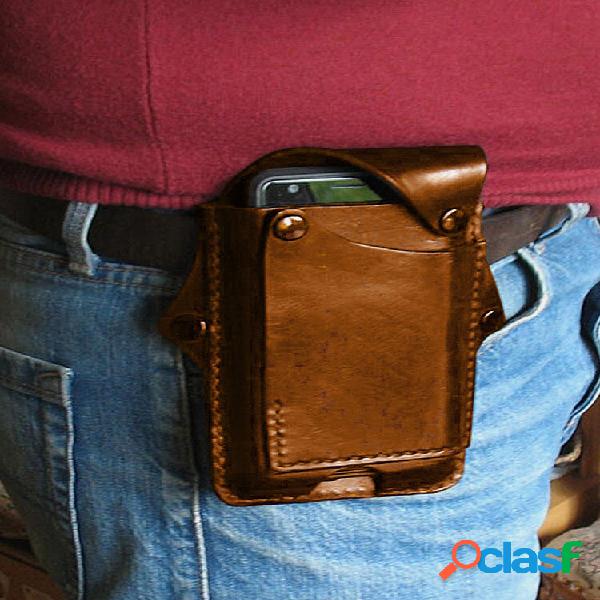 Hombres EDC 6.3 '' Pulgadas Piel Genuina Teléfono Caso