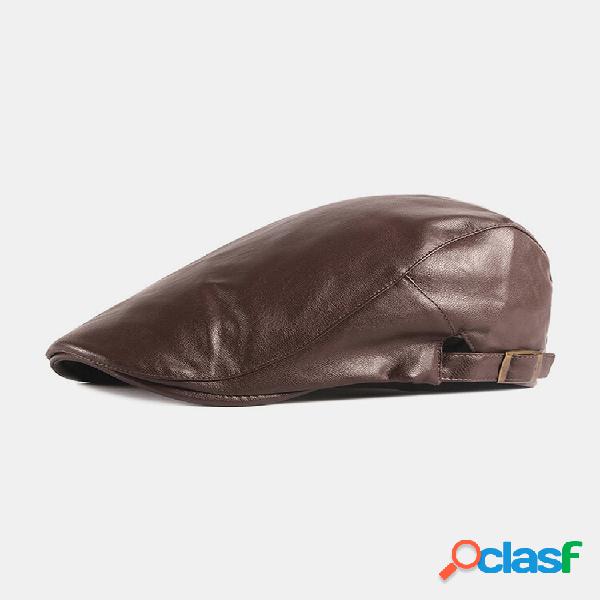 Hombres de cuero de imitación retro color sólido estilo
