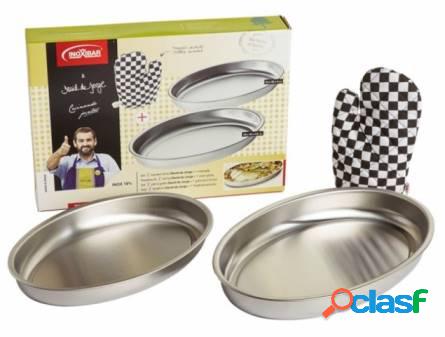 Juego de 2 fuentes de Horno Inoxidables y Manopla Inoxibar