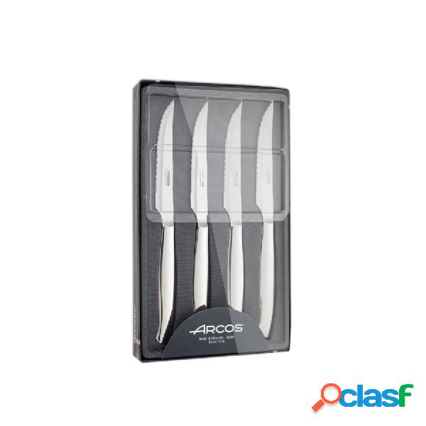 Juego de 4 Cuchillos Chuleteros Arcos Monoblock Acero