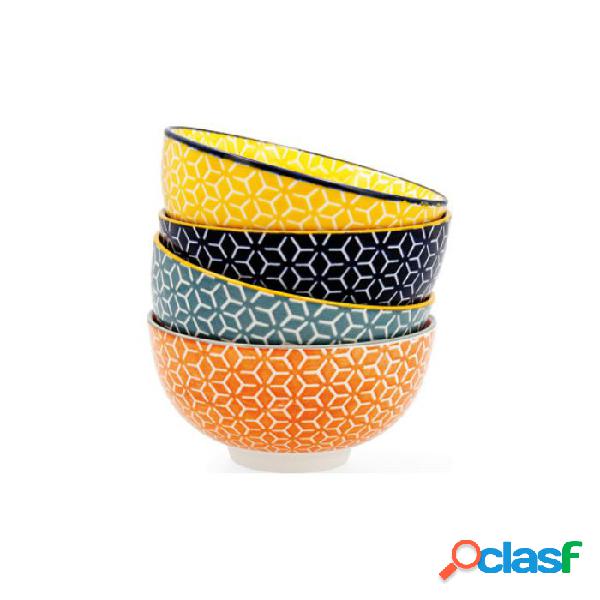 Juego de 4 bols de porcelana decorados de 11cm en Colores