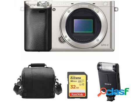 Kit Cámara Mirrorless, Tarjeta SD 32 GB, Bolsa y Flash SONY