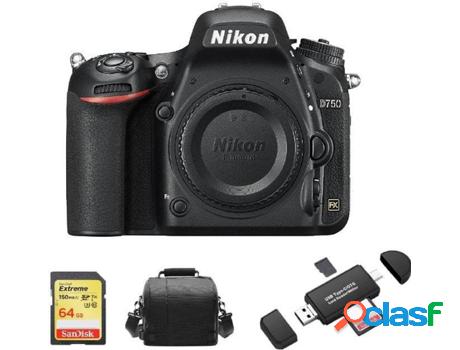 Kit Cámara Réflex NIKON D750 Corpo + Tarjeta SD de 64GB +