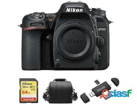 Kit Cámara Réflex NIKON D7500 Corpo + Tarjeta SD de 64GB +