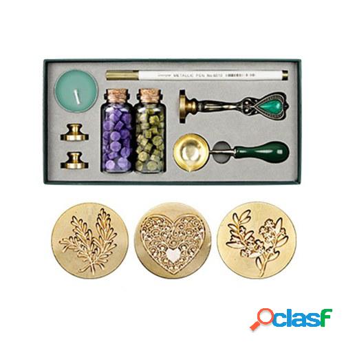 Kit de sello de cera retro Perlas de cera de sellado Cuchara