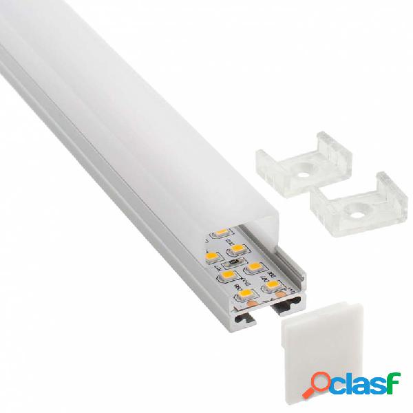 Kit - perfil aluminio alkal suspend para tiras led 1 metro