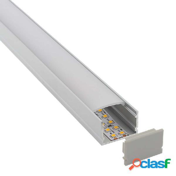 Kit - perfil aluminio fat para tiras led 1 metro