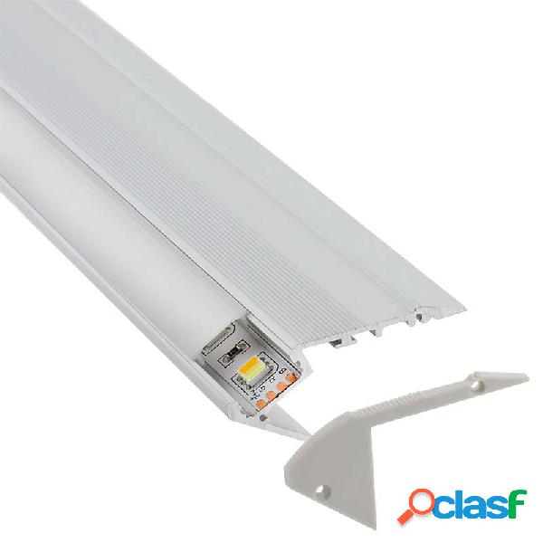 Kit - perfil aluminio stair para tiras led 1 metro