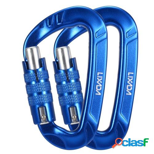 Lixada 2pcs 12KN Mosquetón Clips D-Ring Bloqueo de llave de