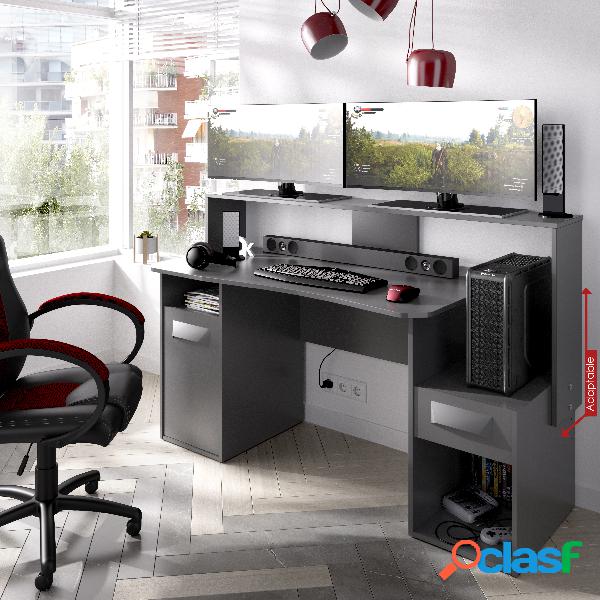 Mesa Gaming Dekit Fosk Grafito 84-97x153.5x62-68.5cm