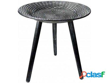 Mesa HOGAR Y MÁS Auiliar Salón De Madera Negra Trenza