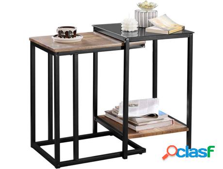 Mesa auxiliar SOBUY (Marrón y negro - 40x40x60 cm)