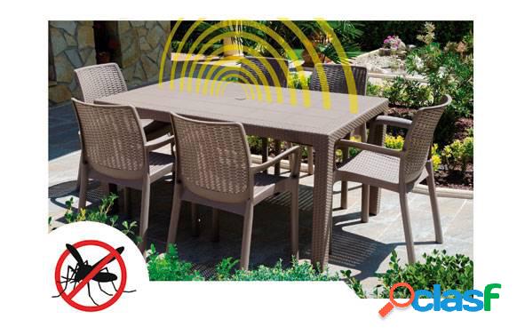 Mesa de resina Ratan Anti insectos 150 x 90cm Taupe