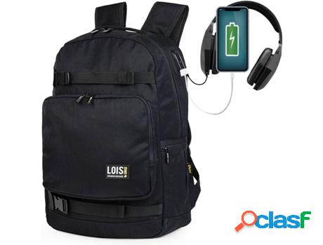 Mochila LOIS Negro (Poliéster - 45x31x14 cm)