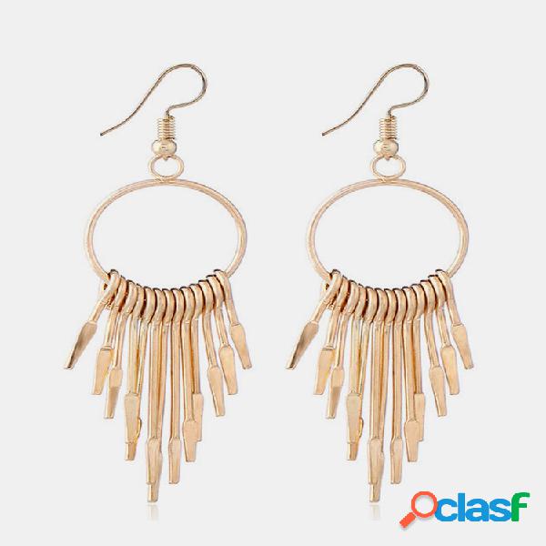 Moda Oreja Gota Pendientes Borlas geométricas circulares