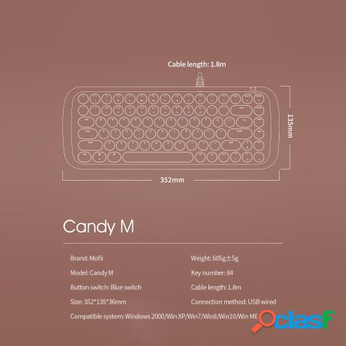 Mofii Candy M Teclado mecánico con cable 84 teclas Teclado