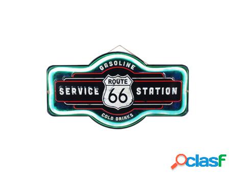 Placa Pared Route 66 32X58Cm Adorno Pared Placas Metal