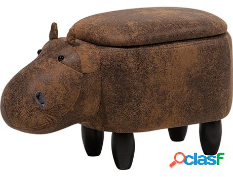 Puf Hippo (Marrón - Piel Sintética -60x32x35 cm)