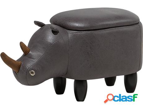 Puf Rhino (Gris - Piel Sintética -32x60x35 cm)