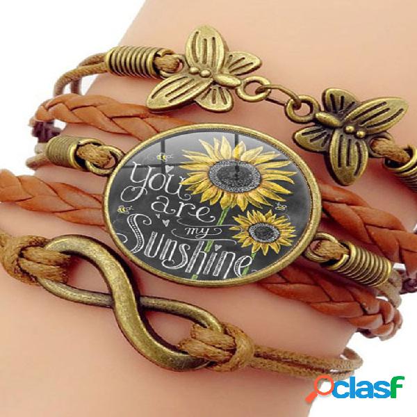 Pulsera trenzada con símbolo de mariposa retro Pulsera