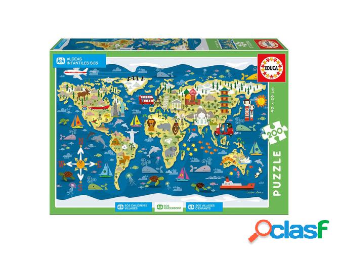 Puzzle EDUCA SOS Mapa-Múndi Sean Sims (260 Piezas)