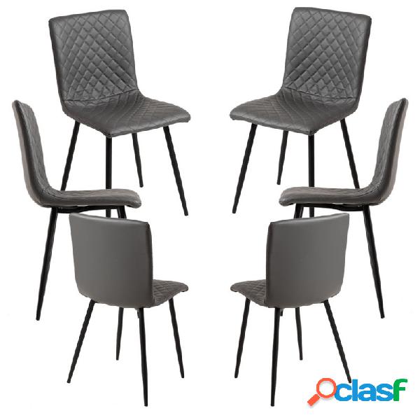 RegalosMiguel - Pack 6 Sillas Rom Polipiel - Gris