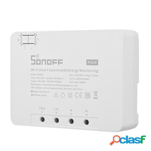 SONOFF POWR3 Interruptor inteligente Wi-Fi con monitoreo de