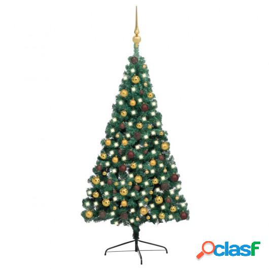 Set de medio árbol de Navidad artificial LED y bola verde