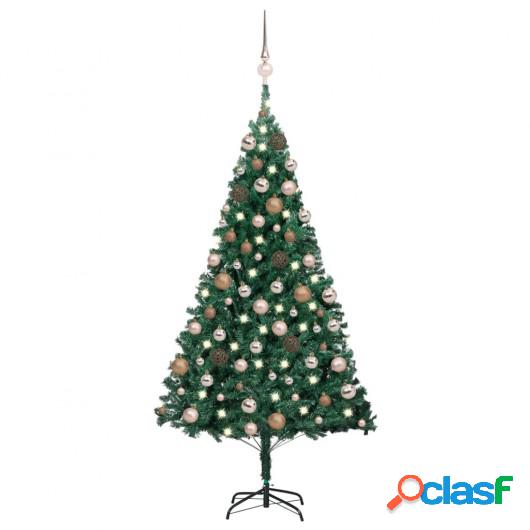 Set de árbol de Navidad artificial LED y bolas PVC verde