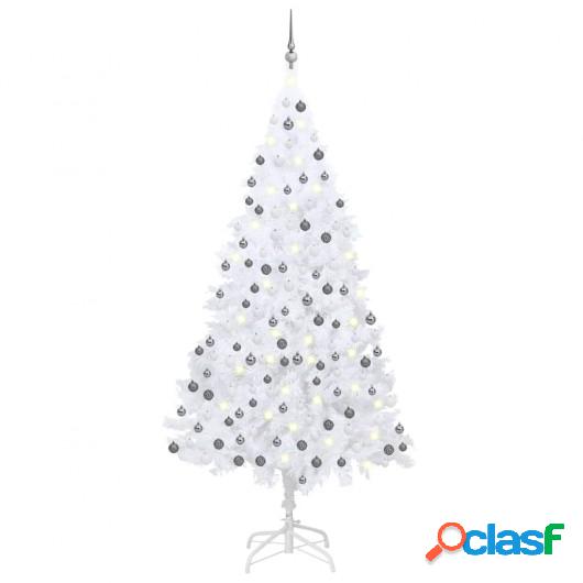 Set de árbol de Navidad artificial con LED y bolas blanco