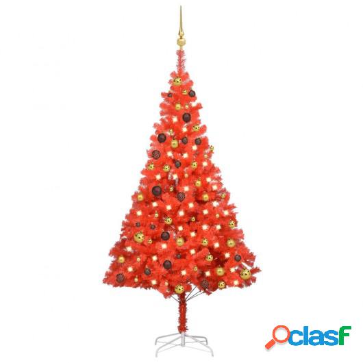 Set de árbol de Navidad artificial con LED y bolas rojo 180